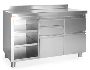 Muebles neutros de Elfrisegre, imagen de catálogo de la gama a la que pertenece Muebles cafeteros · 2000x600x1050