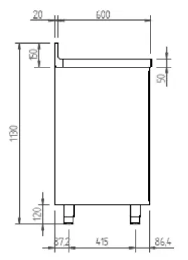 Esquema de fabricante de Infrico IEST100, con cotas
