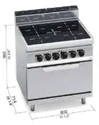 Cocinas modulares de Berto's, imagen de catálogo de la gama a la que pertenece E7P4B/VTR